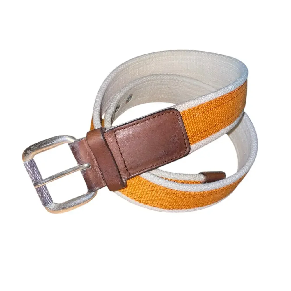 Men’s Cole Haan Size 36 Canvas Belt with Leather Accent and Solid Brass Hardware
